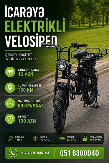 İcarəyə elektrikli velosiped - Gündəlik icarə: 12 AZN - Depozit: 100