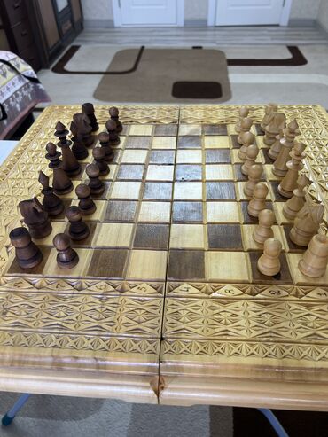 цена шахмат: Шахматы Шашки Нарды 3 в 1, сделана из дерева, ручная работа