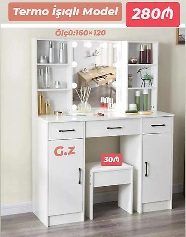 женский туалетный столик: Termo işıqlı vizaj masası – minimal və müasir dizayn Ölçü: 160×120 — 1