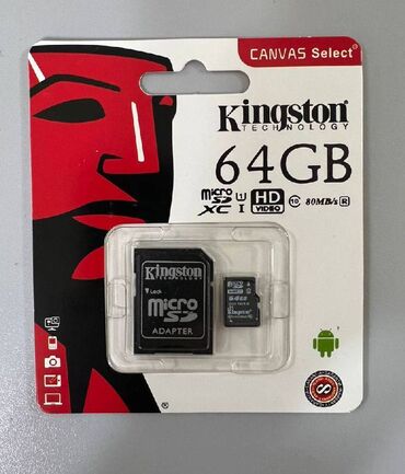 запись музыки: Карта памяти micro SD Kingston Canvas Select SDXC/*SP HD 64 GB, чтение