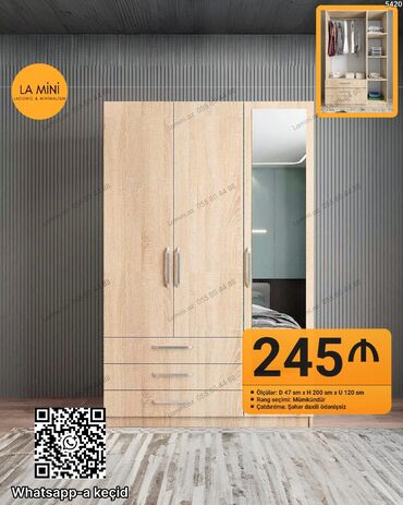 прихожая шкаф: Açılan, 3 qapılı Düz dolab, Qarderob, paltar dolabı