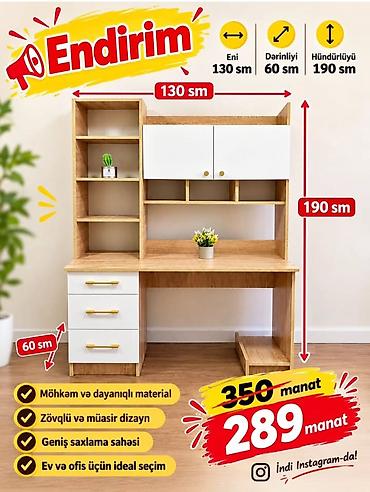 Düz masa, Stulsuz, Polkalı, Siyirməli, Sadə laminat