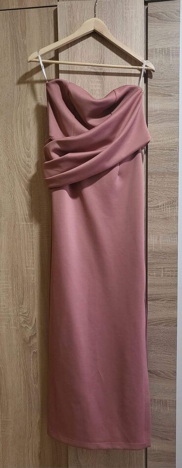 vezivanje mašne na haljini: S (EU 36), bоја - Roze, Večernji, maturski, Na bretele