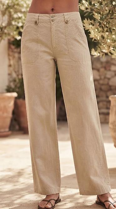 patike boss: Lanene pantalone širokog kroja – bež - Materijal: lagani lan ili — 1