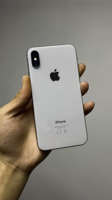 Apple iPhone: IPhone X, Б/у, 64 ГБ, White Titanium, Чехол, 77 %