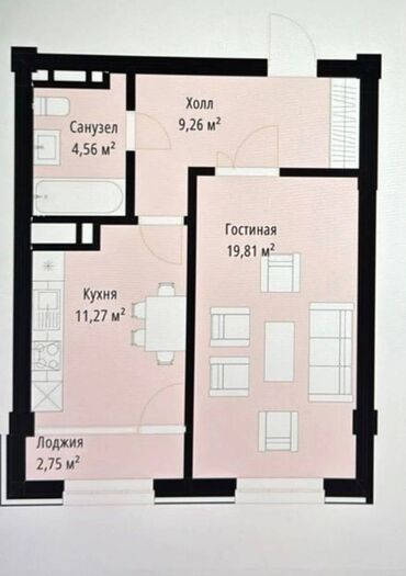 сдаю 1комнатную квартиру на долгий срок в районе кок жар: 1 комната, 49 м², Элитка, 13 этаж, ПСО (под самоотделку)