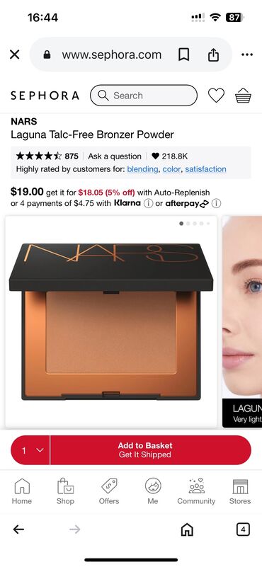 Üz makiyajı: Kirşan, Nars, İşlənmiş, Ünvandan götürmə — 13