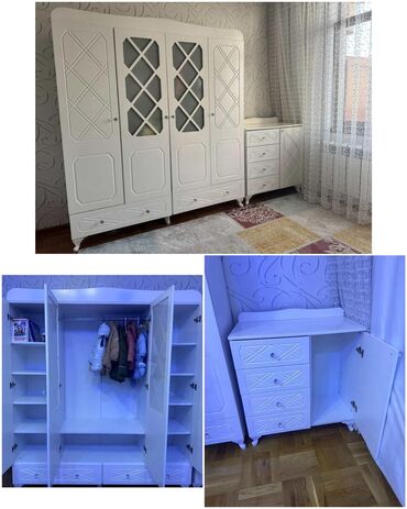 Mebel: İşlənmiş, 4 qapılı Düz dolab, Dolab-asılqan