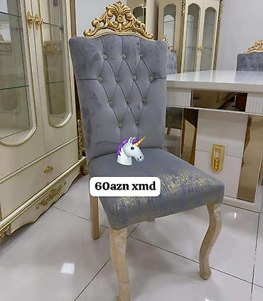 стул металлический: Klassik üslubda elegant yemək otağı stulu. - Rəng: Boz (qızılı — 1
