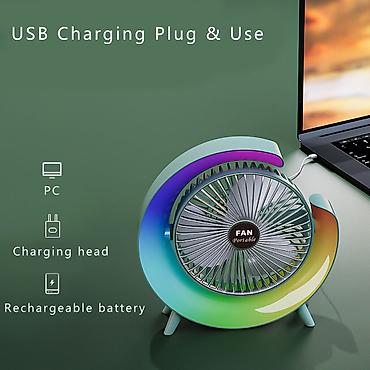 mini usb ventilator: LED işıqlı masaüstü sərinkeş S14 . ❄️ Sərinlik artıq bir zəng qədər — 4