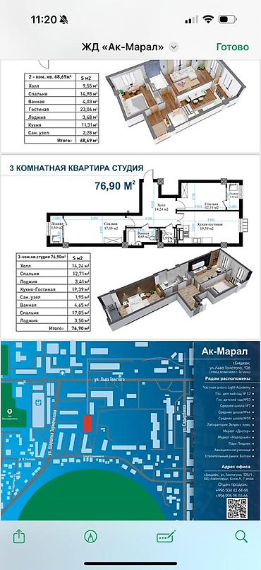 Батирлерди сатуу: 2 бөлмө, 77 м², Пишпек Элитка, 3 кабат, ПСО (өз алдынча бүтүрүү) — 6