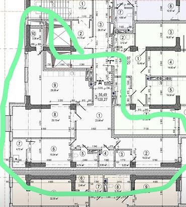 ош гасинса: 3 комнаты, 130 м², Асанбай мкр Элитка, 6 этаж, ПСО (под самоотделку) — 6