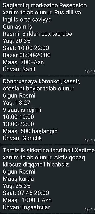 Digər ixtisaslar: Yeni vakansiyalar var — 9