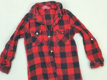 koszula lniana chlopieca: Shirt 7 years, condition - Very good, pattern - Cell, color - Red