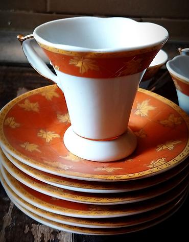 tefal cay: Çay dəsti, rəng - Narıncı, Farfor, Yaponiya — 1