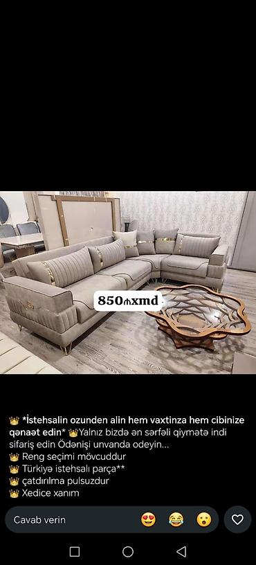 Ev üçün mebel: Künc Divan – 260 × 160 sm - Qiymətlər: 319 AZN, 339 AZN və 850 AZN — 3