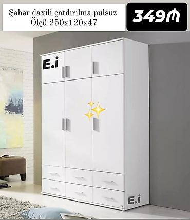 xalca 3 4: Ağ rəngli çoxfunksiyalı paltar dolabı - Ölçü: 250 x 120 x 47 sm - 3 — 1