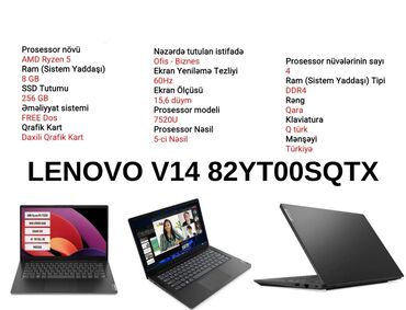 Lenovo: Yeni Lenovo 14 ", AMD Ryzen 5, 256 GB