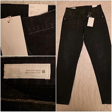 2021 şalvar modelleri: ZARA uşaq/cavan üçün cins şalvar - Model: Slim Fit - Rəng: tünd — 1