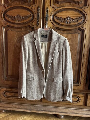 yun jaket: Massimo Dutti qadın blezeri - Rəng: açıq bej/boz melanj - Parça