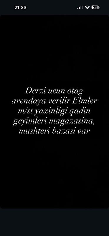 Аренда комнат: Arendaya təklif olunur: dərzi üçün ayrıca otaq - Məkan: Elmlər — 1