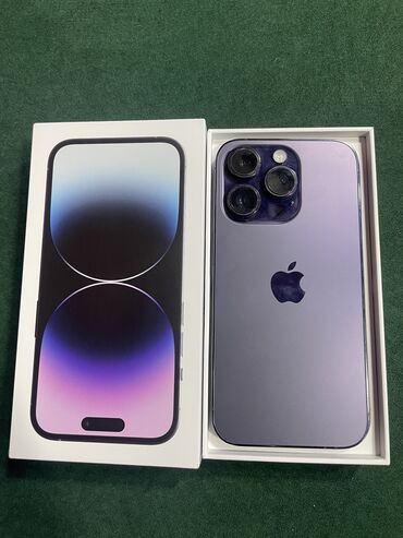 телефон айфон 14про: IPhone 14 Pro, 256 ГБ, Deep Purple, Чехол, Кабель, Коробка, 85 %