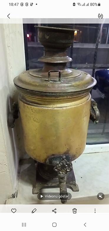 Qədim samovarlar: Antik pirinç samovar - Material: bürünc/pirinç gövdə, döymə və damğa — 2