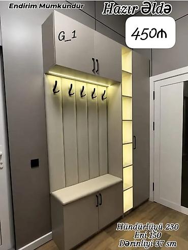 Ev üçün mebel: Qarderob dəsti – giriş üçün asma və şkaf sistemi - Model: G_1, hazır — 1