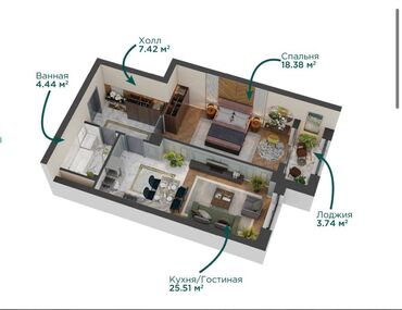 Помещения свободного назначения: 1 комната, 60 м², Элитка, 11 этаж, ПСО (под самоотделку)