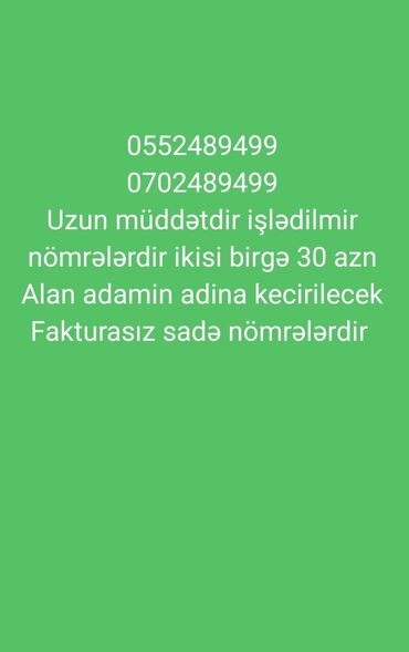 narda kontur gondermek 2 manat: Nömrə: ( 070 ) ( 552489499 ), İşlənmiş