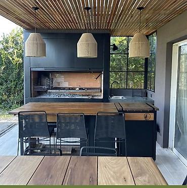 Садовая мебель: Уличные кухни/беседки под навесом в современном стиле делаем — 23