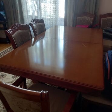 taxta stul stol: Qonaq otağı üçün, Yeni, Açılmayan, Kvadrat masa, 7 stul, Azərbaycan