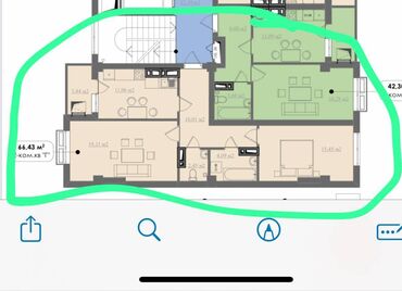 квартира ош 1 комнатные: 2 комнаты, 66 м², Элитка, 2 этаж, ПСО (под самоотделку)