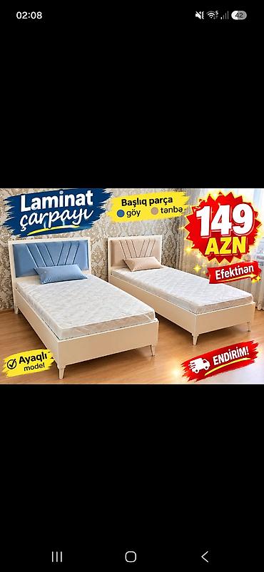 Laminat çarpayı – ayaqlı model - Material: dayanıqlı laminat karkas -