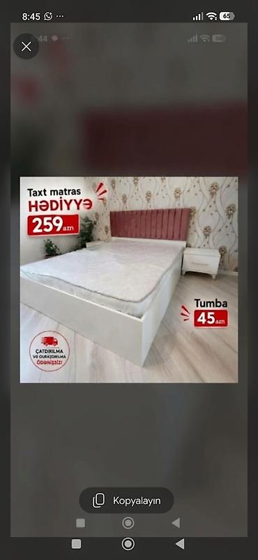 bal: Məhsul: Çarpayı + Matras hədiyyə - Qiymət: 259 AZN (çarpayı; matras — 1