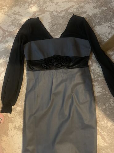 elegantna haljina samo: XL (EU 42), 2XL (EU 44), bоја - Siva, Drugi stil, Drugi tip rukava