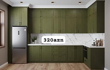soba: Zeytun-yaşıl rəngli mətbəx mebel dəsti. Üst və alt şkaflardan ibarət — 1