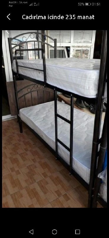 Кровати на заказ: Двуспальная кровать, Без подьемного механизма, Бесплатный матрас, Без выдвижных ящиков, Азербайджан, Металл