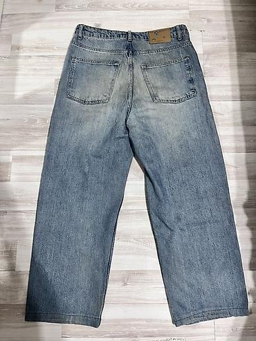 Kişi geyimləri: Geniş kəsimli mavi jeans şalvar - Material: qalın denim (pambıq — 6