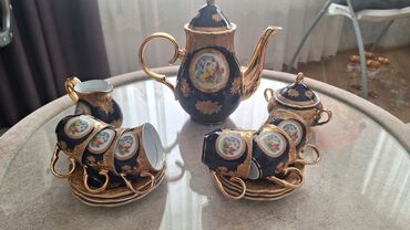Mətbəx aksesuarları: Çay dəsti, rəng - Göy, Farfor