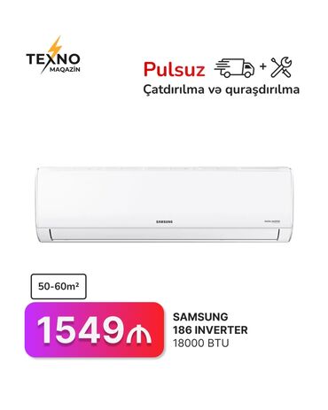 Kondisionerlər: Kondisioner Samsung, 50-60 kv. m, Split sistem, Kredit yoxdur, Pulsuz quraşdırılma