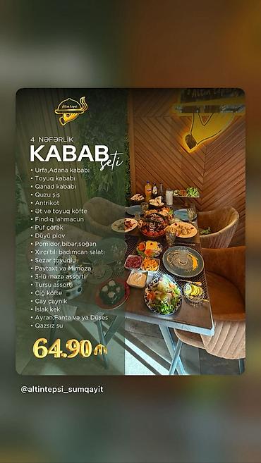cen su: 4 nəfərlik Kabab Seti – Altın Tepsi (Sumqayıt) Tərkib: - Urfa və — 1