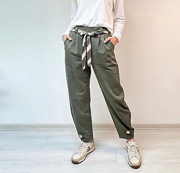 Pantalone: Ženske pantalone sa visokim strukom i kaišem-šalom - Kroj: visok — 6