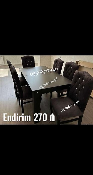 reseption masa: Qonaq otağı üçün, Yeni, Açılmayan, Dördbucaq masa, 6 stul — 3
