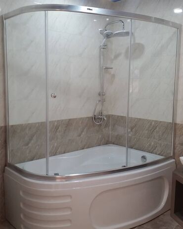 Duş kabinaları, arakəsmələr: Yeni Üstü açıq kabina, Künc üçün, Pulsuz çatdırılma — 3