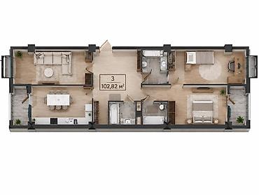 building: 3 комнаты, 103 м², Нижний Джал (Джал-23) Элитка, 10 этаж, ПСО (под самоотделку) — 2