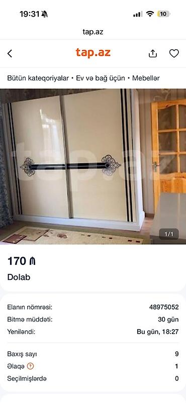 divar guzgu: Mebel kateqoriyası: Dolab Şaquli sürgülü qapılı, üç bölməli geniş — 1