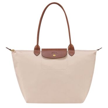 Классические сумки: Сумка LongChamp в размере М - Цвет: светло-бежевый корпус, коричневая