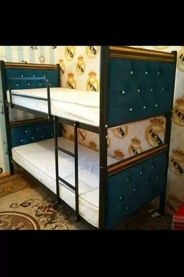 İkimərtəbəli uşaq çarpayıları: Oğlan və qız üçün, Çarpayı, Matrassız, Siyirməsiz, Dəmir — 25