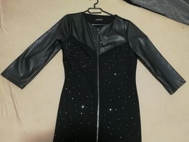 crni mantil: Guseppe Zanotti vel L mantil haljina u super stanju